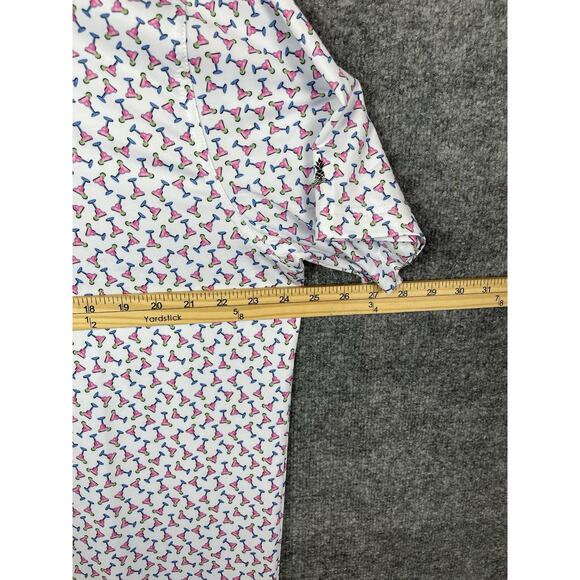 Chubbie's The Shaken Not Stirred Performance Polo Men's XL White, Pink, and Blue - Picture 11 of 13